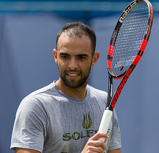 Juan Sebastián Cabal during practice at the Queens Club Aegon Championships in London, England.