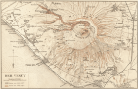 Historische Karte des Vesuv aus Meyers Konversationslexikon (1888)