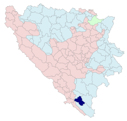 Location of Ljubinje within Bosnia and Herzegovina
