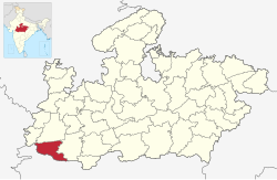 Location of Barwani district in Madhya Pradesh