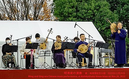 A band of MINSHINGAKU or Ming and Qing era music playing antique gekkins