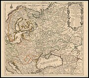 Map of northern, central and eastern Europe in 1737 with Lithuania proper (Lithuanie Particuliere)