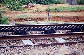 Rack seen between the two rail tracks