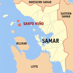 Map of Samar with Santo Niño highlighted