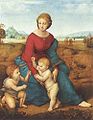 The meeting of the Infant Christ and John the Baptist was a popular subject of Raphael.