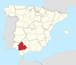 Map of Spain with Seville Province highlighted