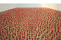 Small Rose Garden (1997) installation with 4000 plastic roses at the Zacheta Gallery in Warsaw, Poland