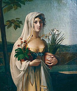 A young woman carrying two flower pots, circa 1802 (private collection)