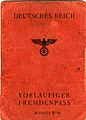 1940s issued German temporary alien's passport ("Vorläufiger Fremdenpass")