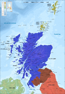 An outline map of Scotland and northern England coloured to show the lands ceded by Baliol to Edward III