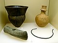 Pottery, stone axe, copper necklace