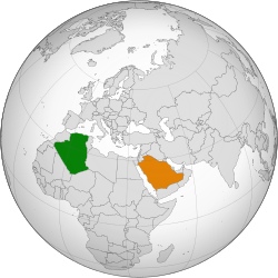 Map indicating locations of Algeria and Saudi Arabia