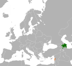 Map indicating locations of Azerbaijan and Lebanon