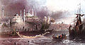 Boats on the Golden Horn, with Süleymaniye Mosque atop the city's Third Hill in the background. Vantage point for this painting is likely around Karaköy.