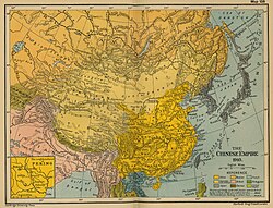 Auf der Karte (1910) ist das Staatsgebiet des Japanischen Kaiserreichs eingezeichnet (grau), einschließlich der Koreanischen Halbinsel als neue Provinz Chōsen