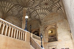 Fan vaulting outside the great hall of Christ Church, Oxford (c. 1640)
