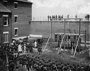 Execution of Mary Surratt, Lewis Powell, David Herold, and George Atzerodt on July 7, 1865