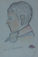 Profile of a young boy, colored drawing (1911)