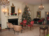 Christmas Tree in the cozy room at the Wisconsin Governor's mansion.