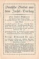 Deutsche Bücher aus dem Insel-Verlag von 1915 mit einer Auswahl an kriegsbezogenen IB-Titeln