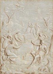 Diana and Callisto, relief by Jakob Kellner, 1763.