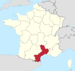 Lage der früheren Region Languedoc-Roussillon in Frankreich