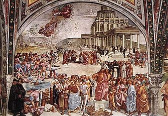 Fresco of the Deeds of the Antichrist (c. 1501) in Orvieto Cathedral.