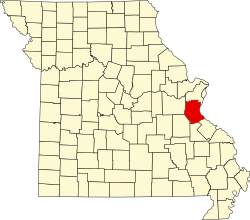 Karte von Jefferson County innerhalb von Missouri