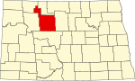 State map highlighting Ward County
