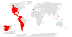 Territories that were ever part of the Spanish Empire during the Enlightenment, between 1713 and 1808.