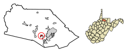 Location of Monongah in Marion County, West Virginia.