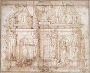 Michelangelo Second design for wall tomb for Julius II.