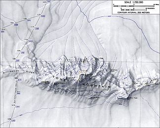 Topografische Karte des Toney Mountain mit dem Williamson Ridge (links)
