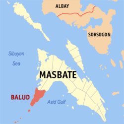 Map of Masbate with Balud highlighted