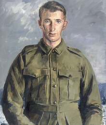 an oil painting portrait from the waist up of a young man in uniform
