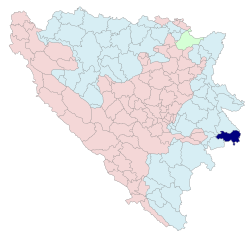 Location of Rudo within Bosnia and Herzegovina