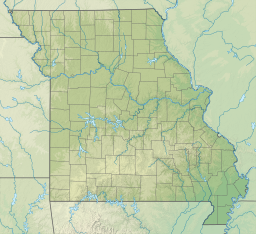 Location of Mozingo Lake in Missouri, USA.
