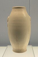 Yellow-glazed olive-shaped vase, for the domestic market
