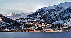 View of Ørnes in winter