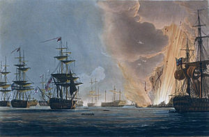 The Battle of the Nile, August 1st 1798, painting by Thomas Whitcombe