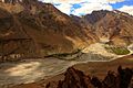 Confluence Of Spiti And Pin river and pin valley from Old Dhankar Monastery