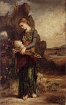 Thracian Girl with Head of Orpheus on his Lyre; by Gustave Moreau; 1865; oil; 154 × 99.5 cm; Musée d'Orsay (Paris)