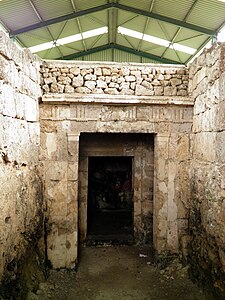 A modern photograph of "Kinch's tomb" near Mieza where Kinch said he found the cavalryman painting