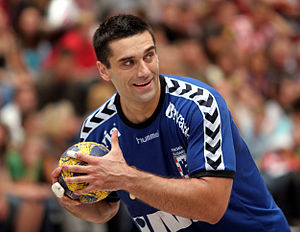 Kiril Lazarov, Macedonian handball player, playing for RK Zagreb, on August 22nd, 2009 in Ehingen (Germany), during the Schlecker Cup 2009.