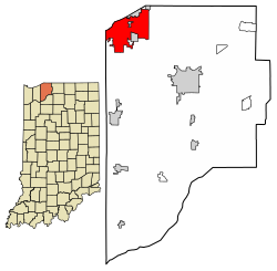 Location of Michigan City in LaPorte County, Indiana.