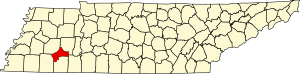 Map of Tennessee highlighting Chester County