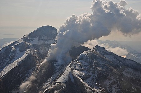 Redoubt Volcano in Alaska is the highest summit of the Aleutian Range.
