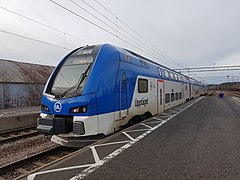 Communter train of type Stadler KISS at the Örbyhus station.