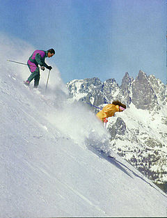Wipeout Chutes under Chair 23 with The Minarets of the Ritter Range
