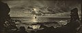 Robert Vere Scott (c.1905) Ben Buckler, Bondi, made using a Kodak Panoram camera, exposed to look as if taken by moonlight, but actually taken in daylight. Silver gelatin print 23.3 h x 56.9 w cm. National Gallery of Australia, Purchased 2012, NGA 2012.749